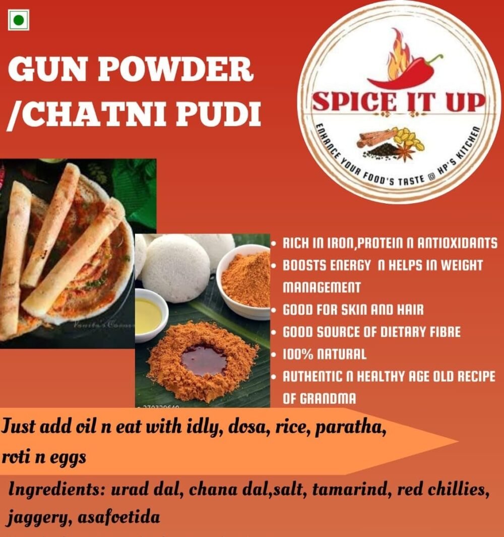 SPICE IT UP Gun Powder/Chatni Pudi - Roasted Chana Dal Powder/Spicy Sattu Powder-Authentic South Indian Spice Mix | Pack of 2 - Image 5