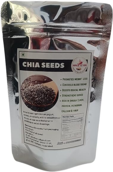 SPICE IT UP Premium RAW Chia Seeds 500 gm - 100% Clean Chia Seeds for Eating | Weight Management | Rich in Calcium, Protein & Fiber, Omega 3 and Antioxidant Rich | Healthy Superfoods Snacks | zero calories | no cholesterol|white chia |black chia |natural | premium